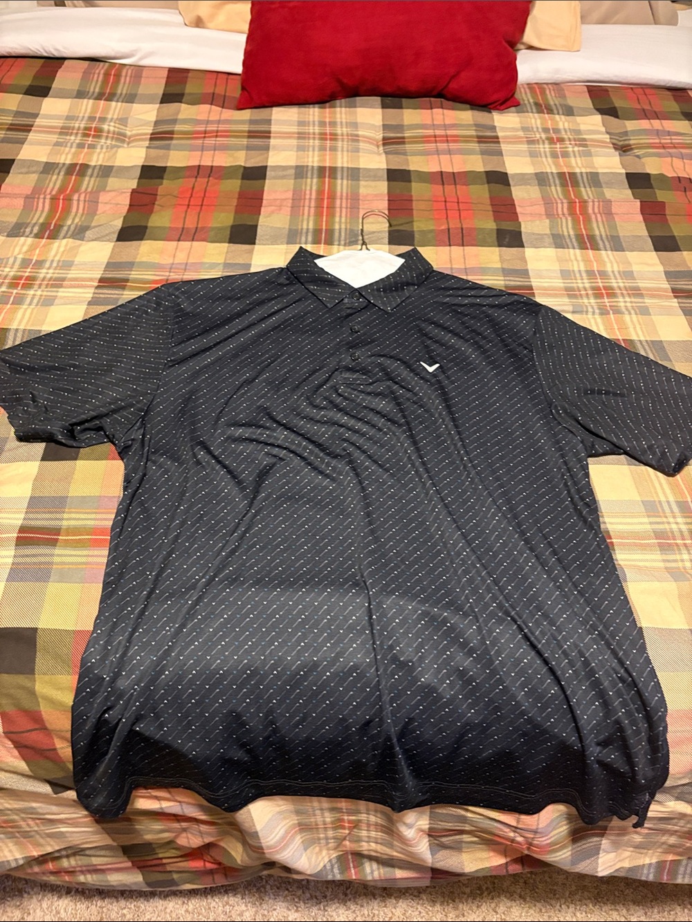 Callaway Black Short-Sleeve Performance Polo with Pinstripe